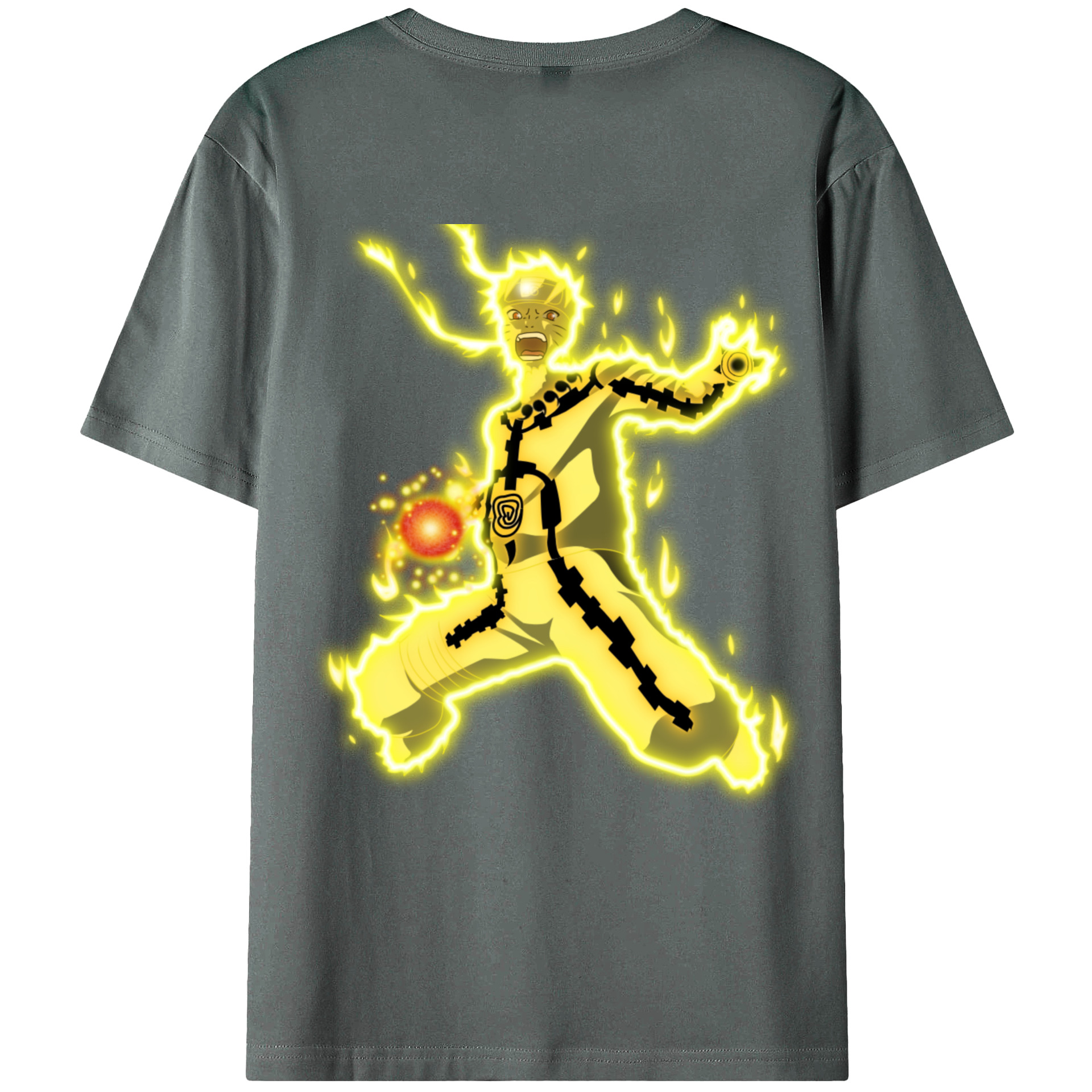 （画像用） NARUTO -ナルト- うずまき ナルト Uzumaki Naruto 綿100％ メンズ半袖Tシャツ（バックプリント） 通気性